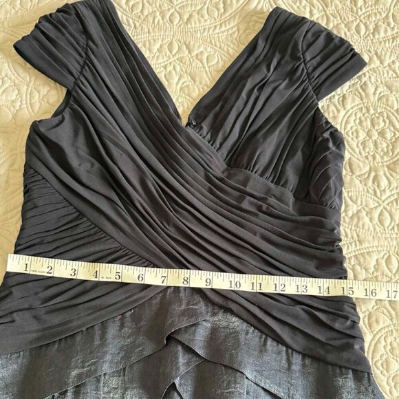 Adrianna Papell Dress Size 8 Navy Blue Tiered Layered Ruffle V Neck Cap Sleeve - Picture 7 of 11